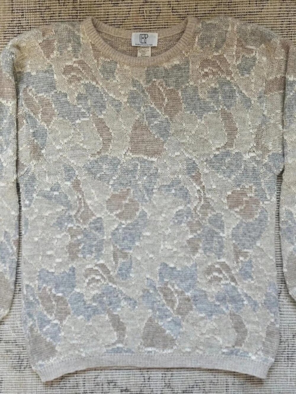 Vintage Gray/Tan/Gold Wool Blend Sweater Made in Italy